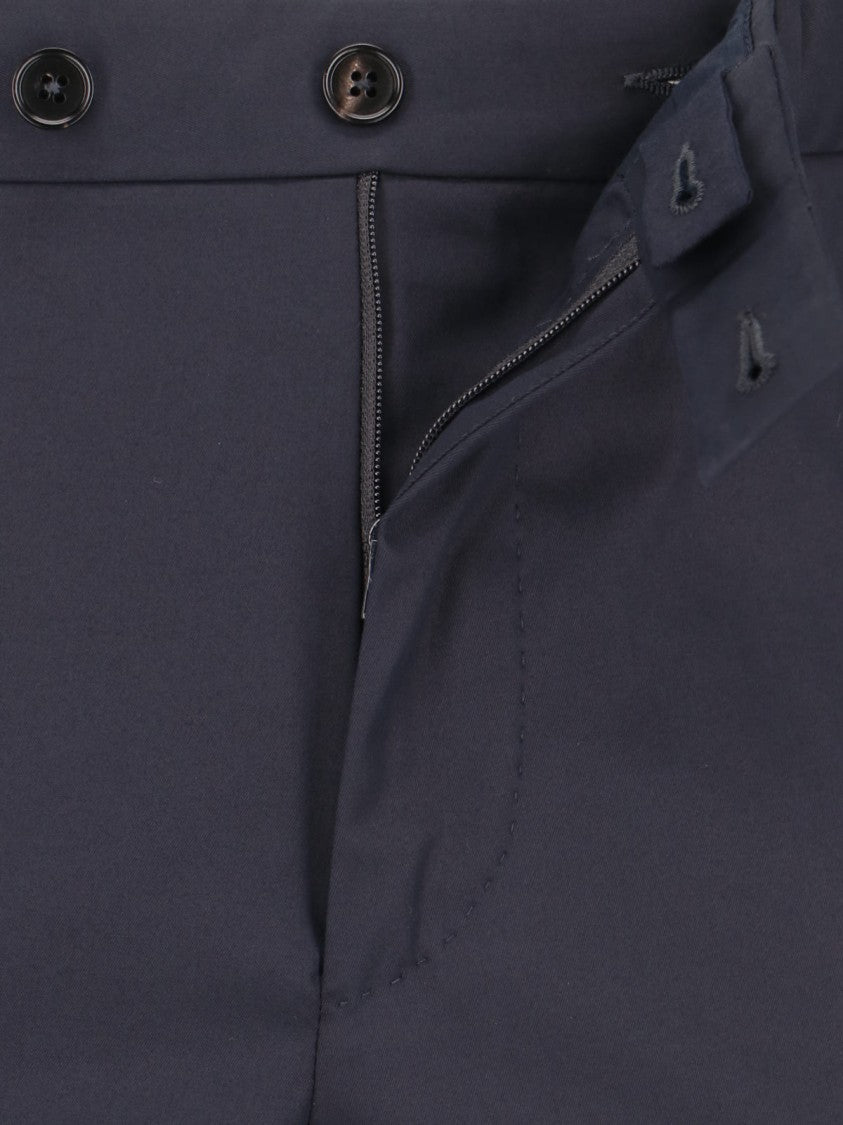 Zegna Sartorial Trousers In Blue Cotton
