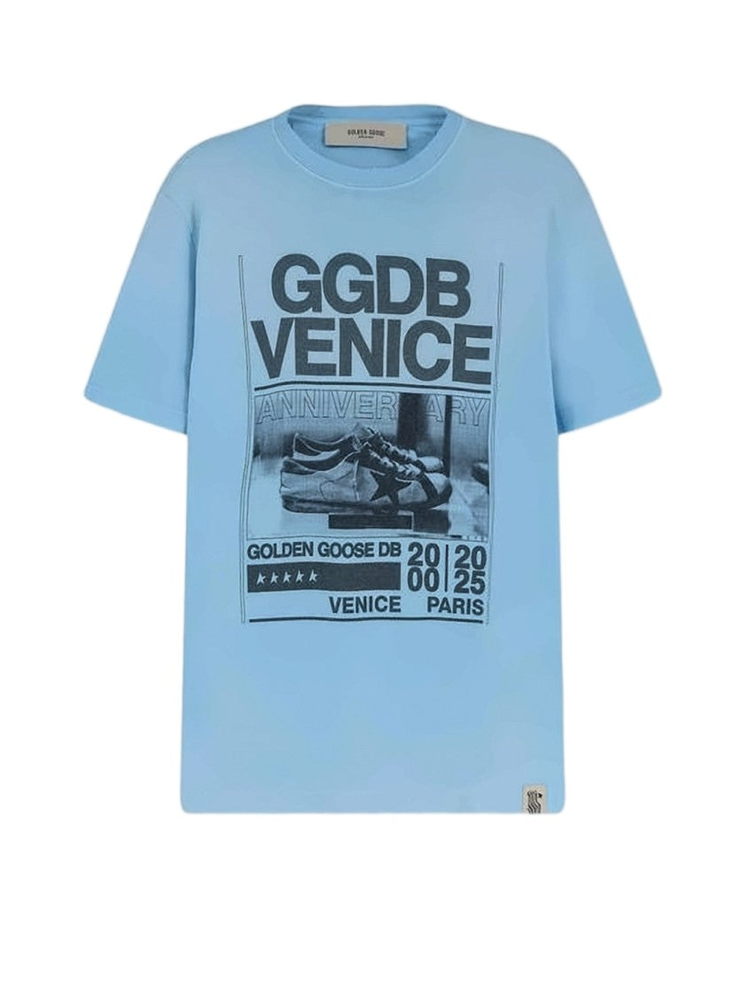 Golden Goose Light Blue Graphic Print Cotton T-Shirt