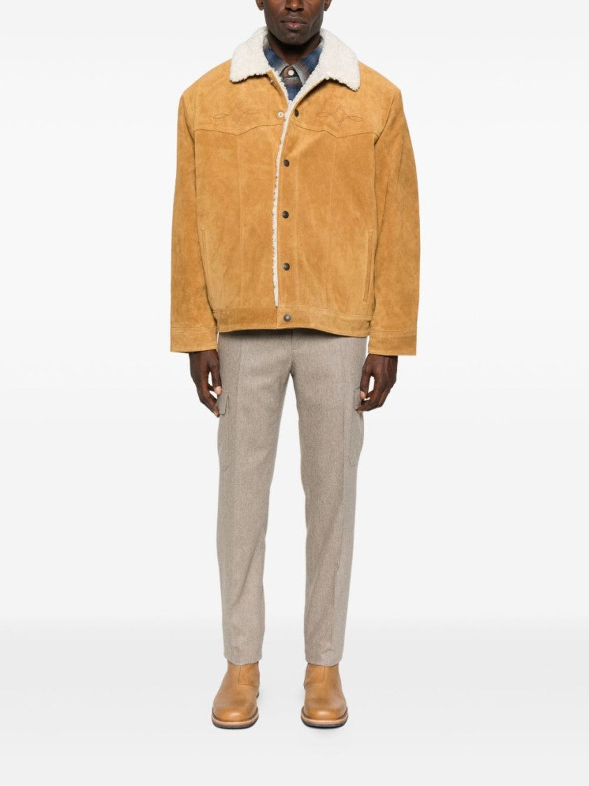Levi's Yellow Suede Jacket With Plush Shearling Collar