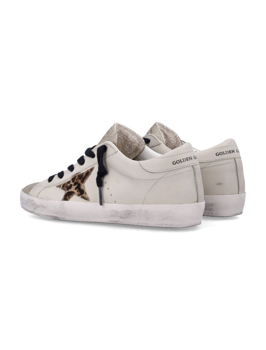 Golden Goose Distressed White Leather Low-Top Sneakers