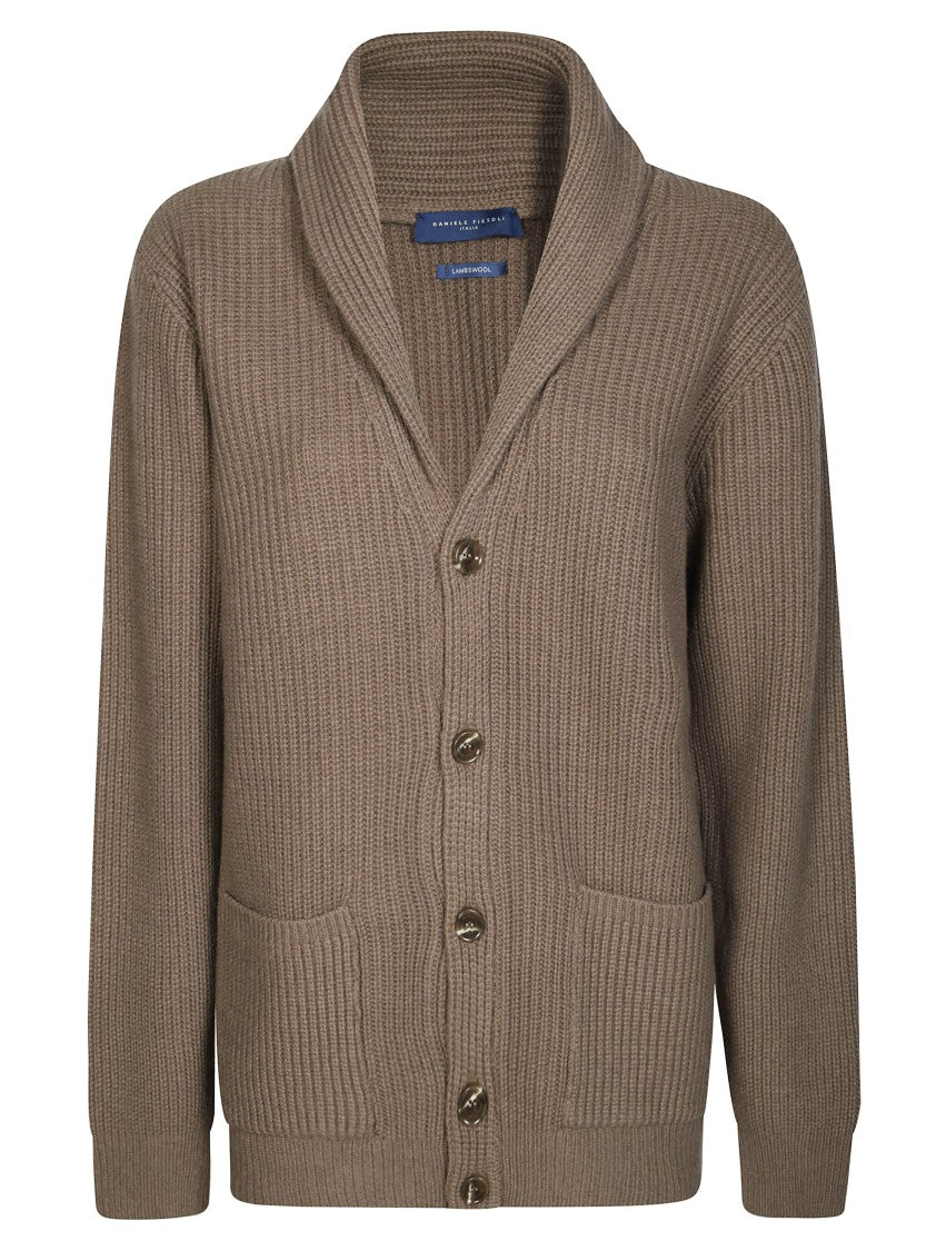 Daniele Fiesoli Textured Knit Cardigan With Shawl Collar And Button-Down Front