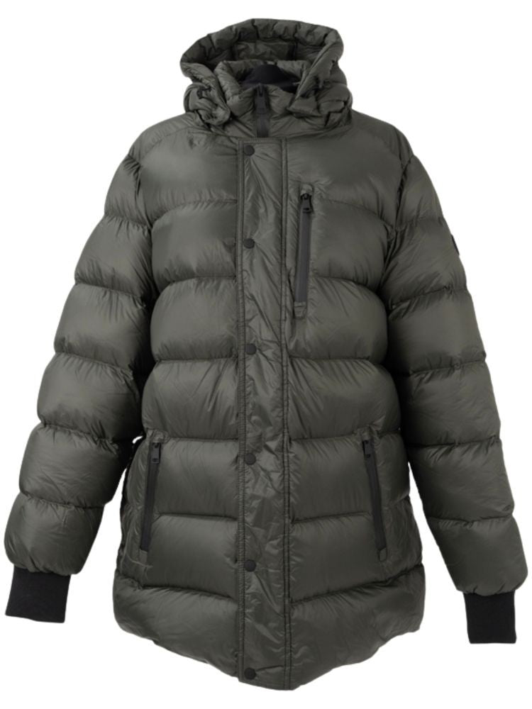 Sergio Moretti Green Feather-Insulated Hooded Nylon Down Jacket