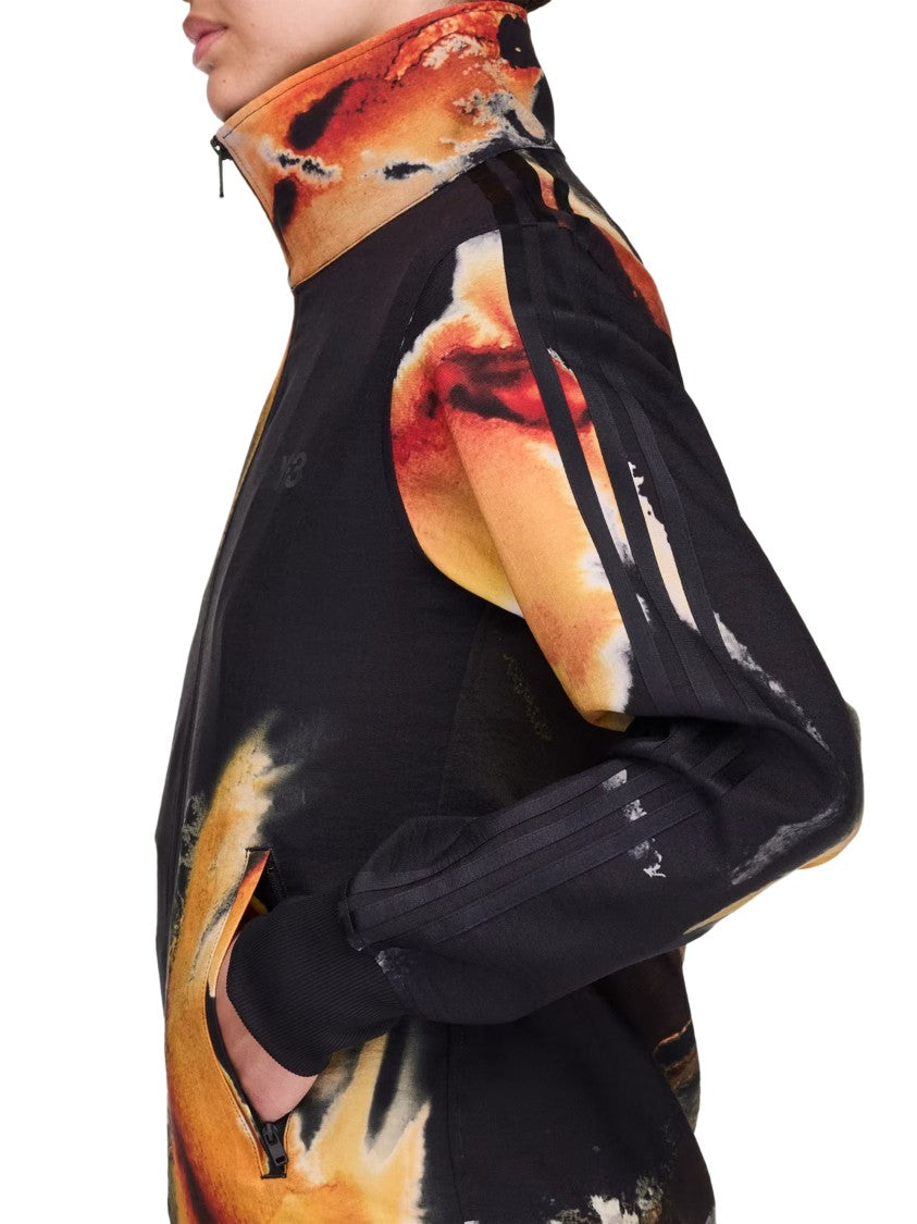 Y-3 High Collar Sweater With Abstract Fiery Pattern