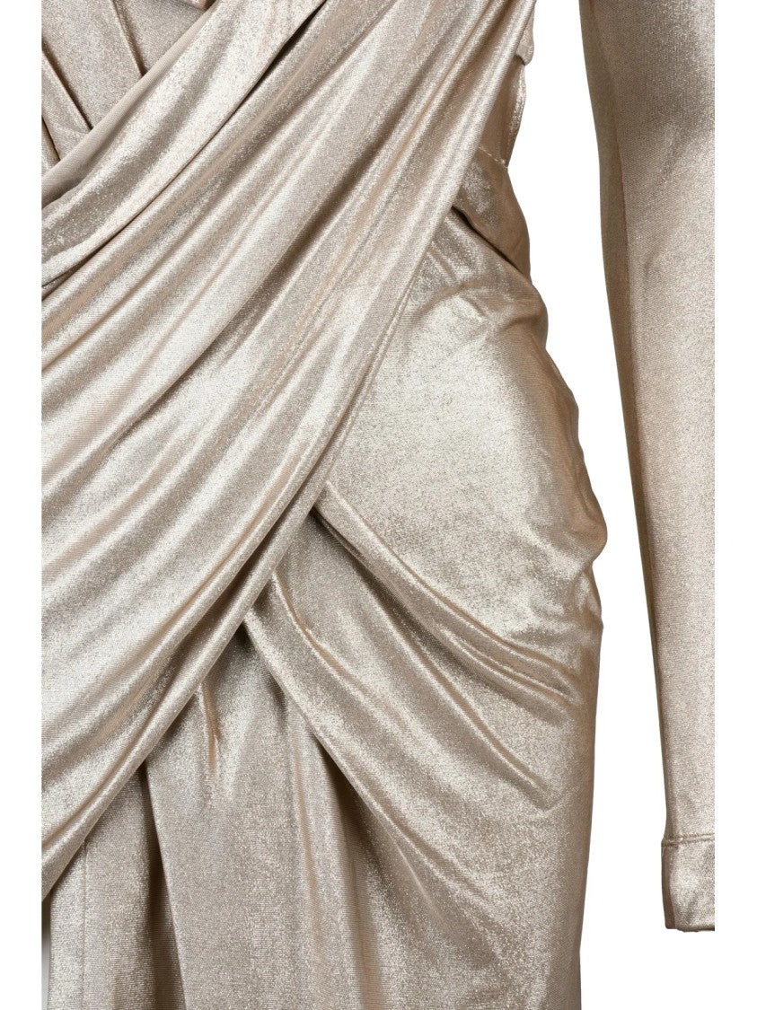 Vivienne Westwood Asymmetric Draped Long Lycra Lamé Dress
