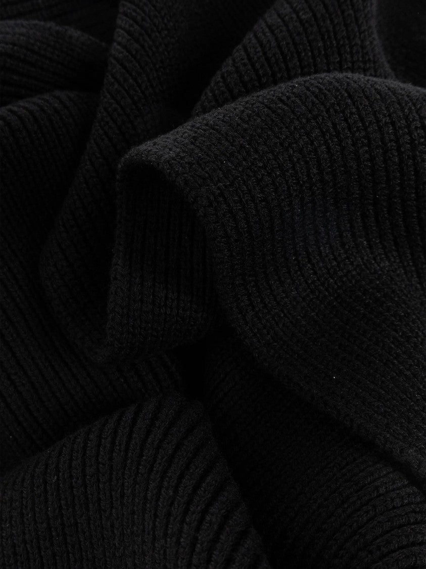 Versace Soft Wool Knit Scarf With Gold Emblem
