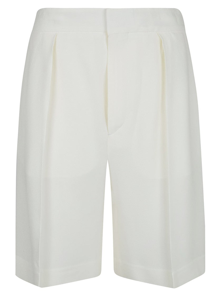 Victoria Beckham Knee-Length Tailored Shorts With Pleated Legs And Structured Silhouette