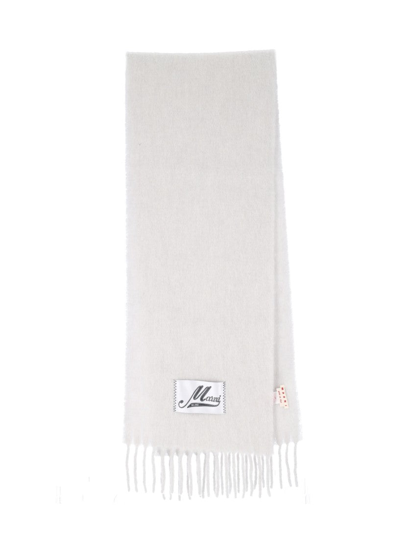 Marni Grey Alpaca Blend Fringed Scarf