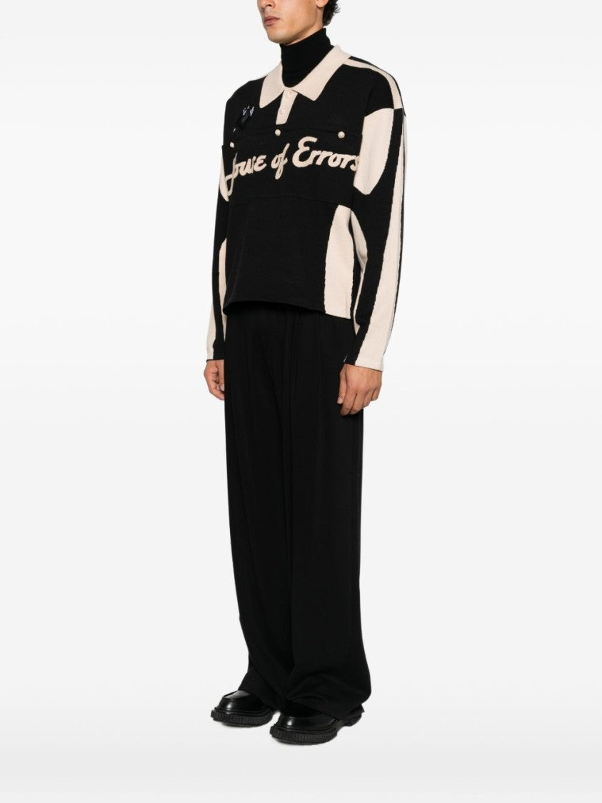 House Of Errors Black Color Block Polo Sweatshirt