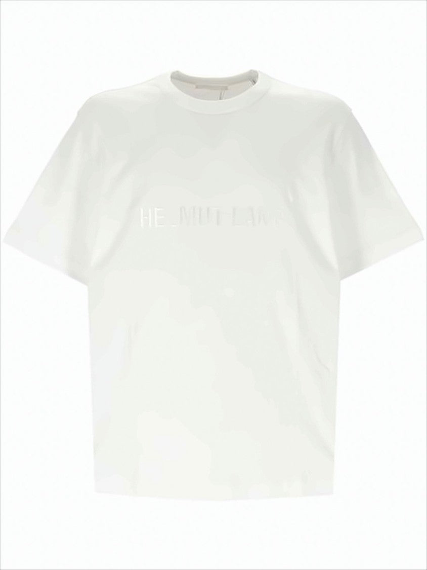 Helmut Lang Relaxed-Fit White Cotton Tee With Embossed Lettering