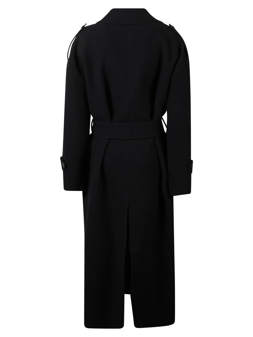 The Nina Studio Double-Breasted Belted Coat With Structured Silhouette