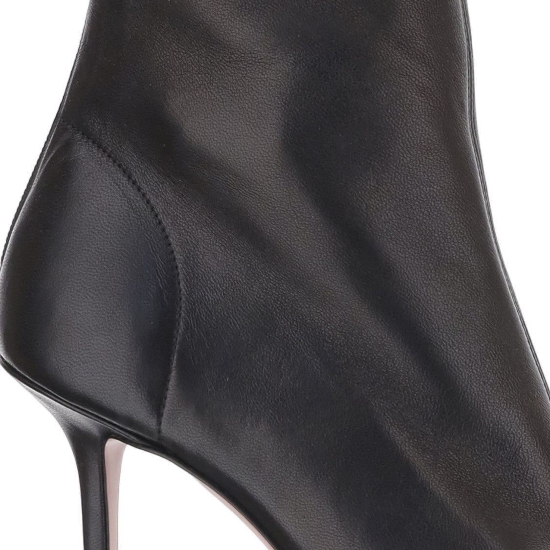 Amina Muaddi Black Iris Leather Back-Zip Ankle Boots