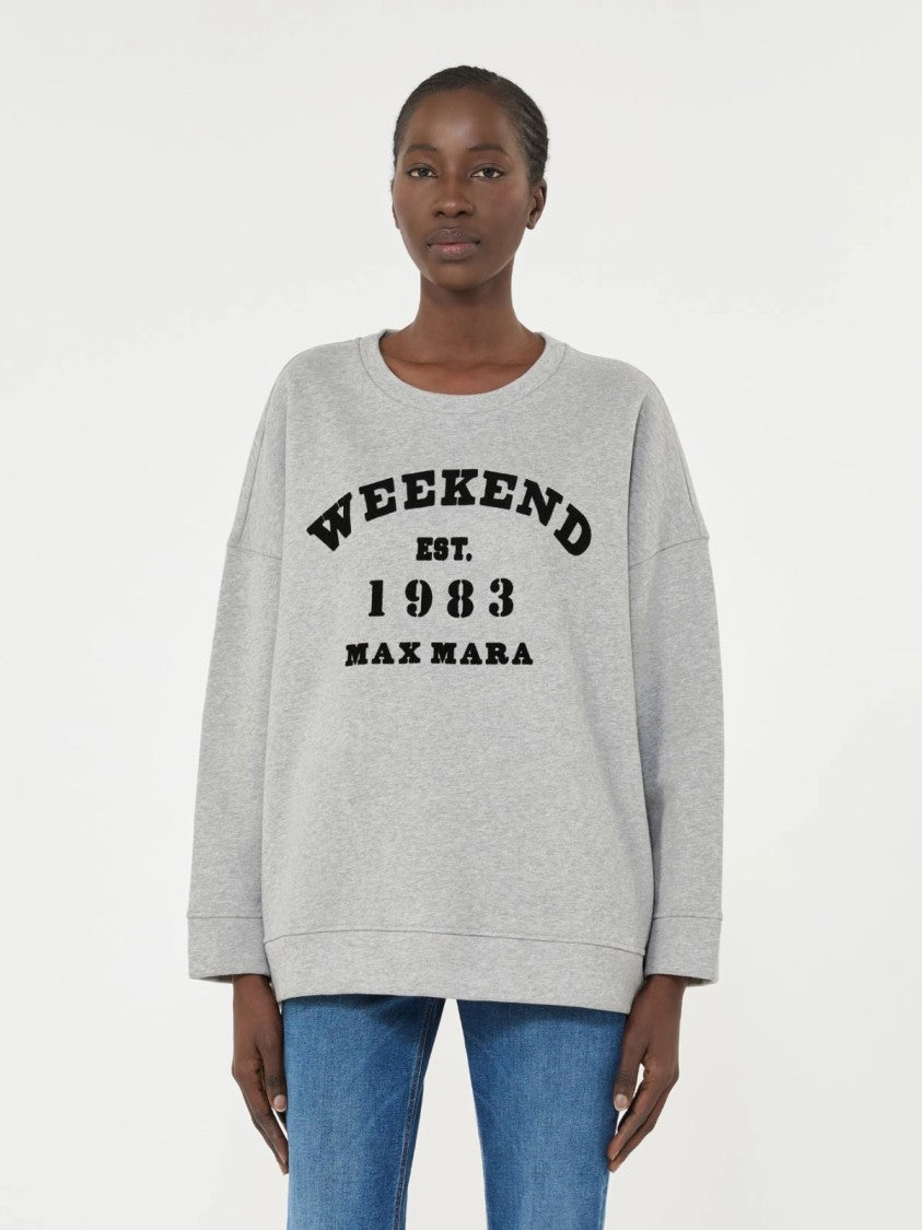 Max Mara Light Grey Relaxed-Fit Sweatshirt With Bold Logo Print