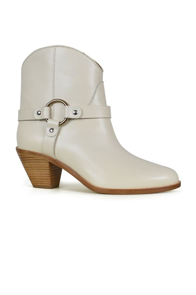 Francesco Russo Ankle-High Beige Leather Santiag Boots