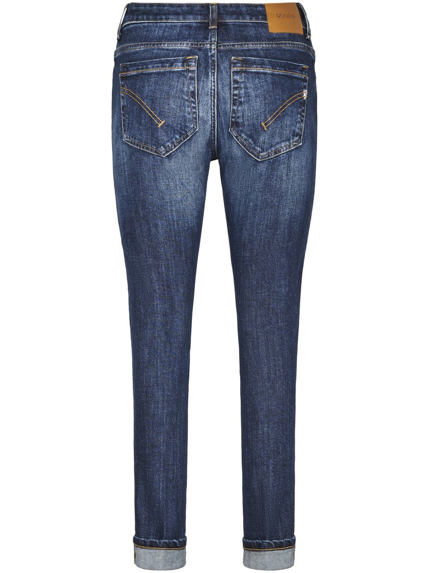 Dondup Skinny Fit Medium Blue Denim Trousers With Classic Five-Pocket Design