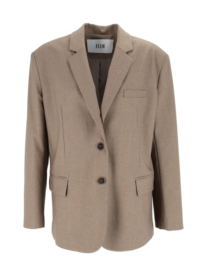 Eleh Mud Brown Tailored Notched Lapel Blazer