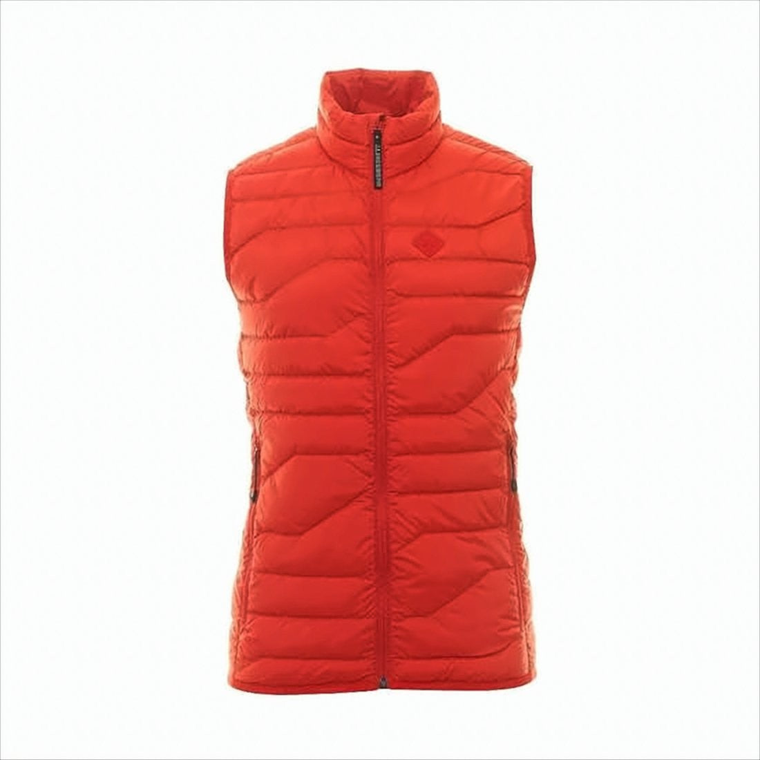 J Lindeberg Quilted Orange Down Vest With High Collar