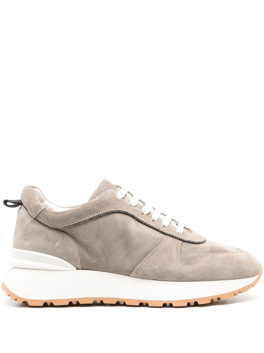 Doucal's Low-Profile Trainers With Suede Upper And Contrasting Sole