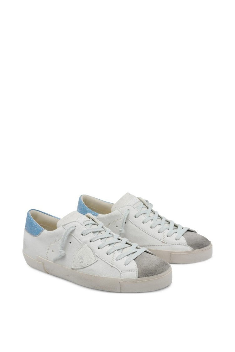 Philippe Model White Prsx Distressed Suede Toe Cap Leather Sneakers