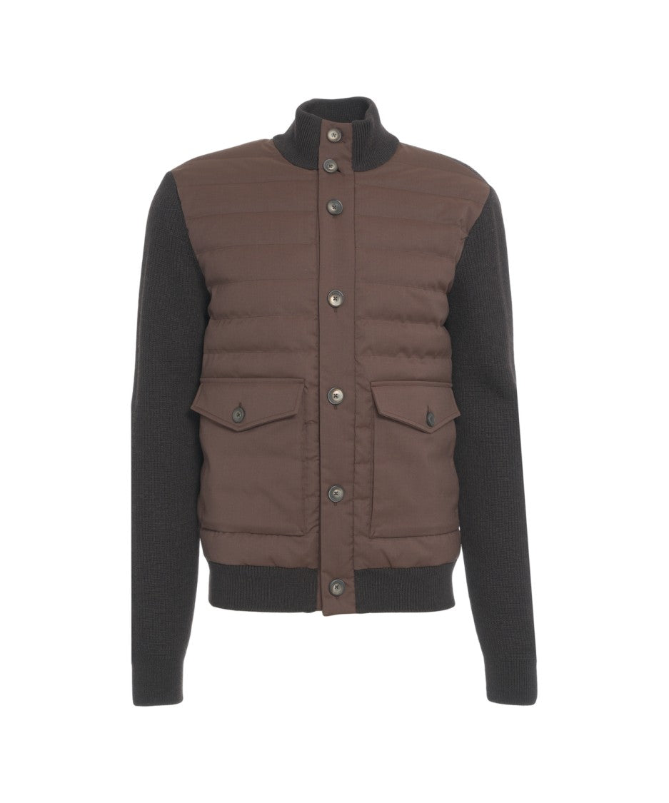 Herno Quilted Jacket With Padded Front And Knit Sleeves