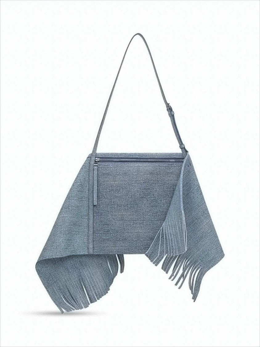 J. W. Anderson Fringed Calf Leather Shoulder Bag With Textured Finish