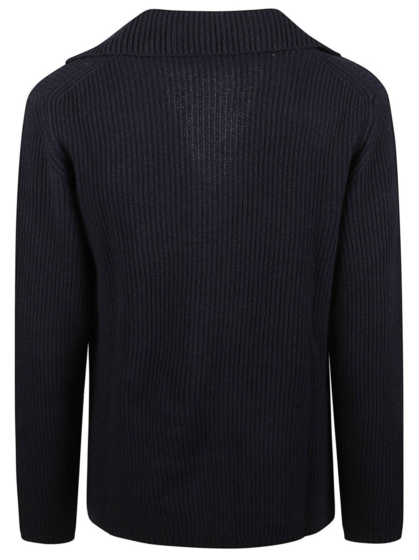 Altea Notched Collar Ribbed Virgin Wool Cardigan
