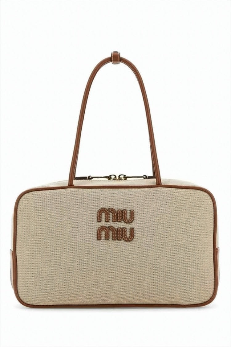 Miu Miu Textured Cotton Tote Bag