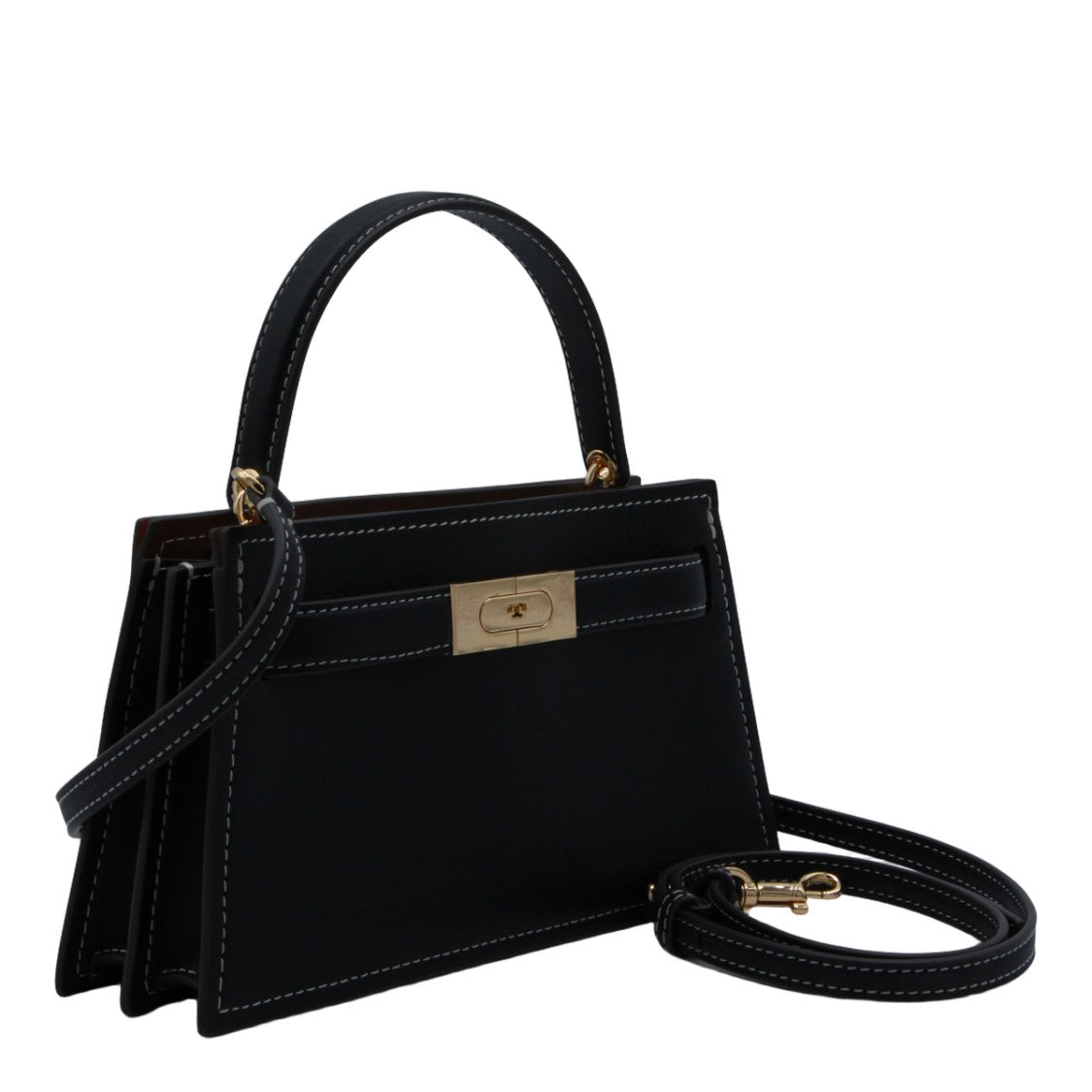Tory Burch Trapezoidal Handbag With Gold-Tone Turn-Lock Closure