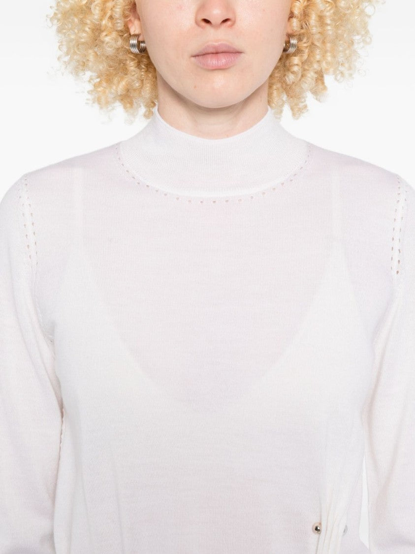 Liu Jo Long-Sleeved Virgin Wool Sweater With Subtle Embellishments