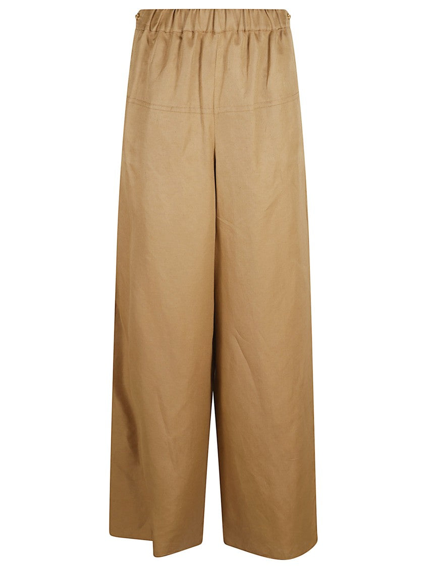 Max Mara Wide-Leg Brown Trousers With Relaxed Fit
