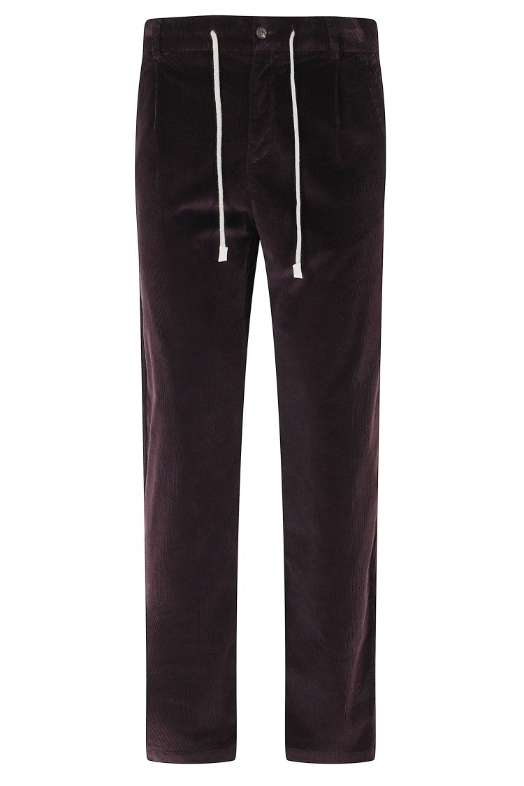 Eleventy Burgundy Jogger Pants With Concealed Closure And Drawstring Details