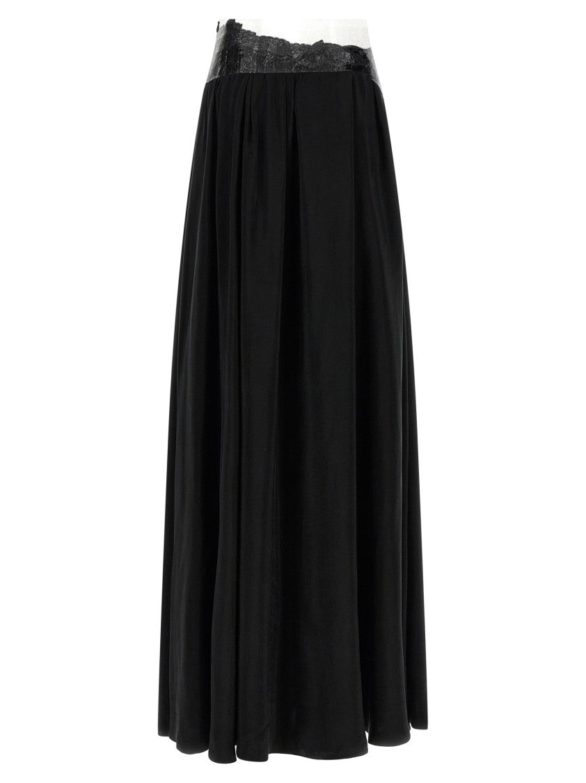 Maison Margiela Flared Maxi Skirt With Transparent Ribbon Waistband