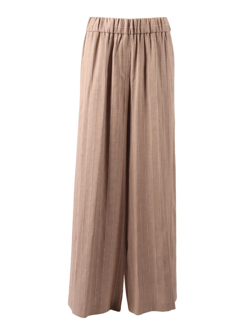 Peserico Woman Trousers Pinstripe Straight-Leg Pants