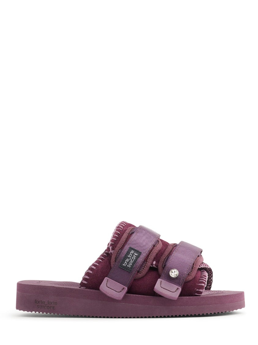 Forte Forte Crossed Strap Sandals In Deep Plum