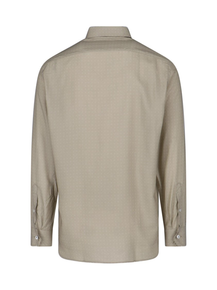 Lardini Taupe Lyocell Dotted Pattern Shirt