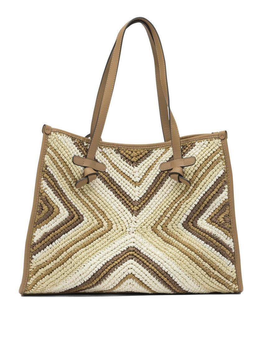 Gianni Chiarini Woven Shoulder Bag With Smooth Leather Trim