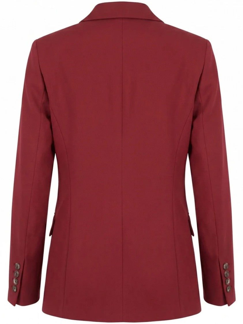 Pinko Tailored Red Blazer With Notched Lapels And Button Details