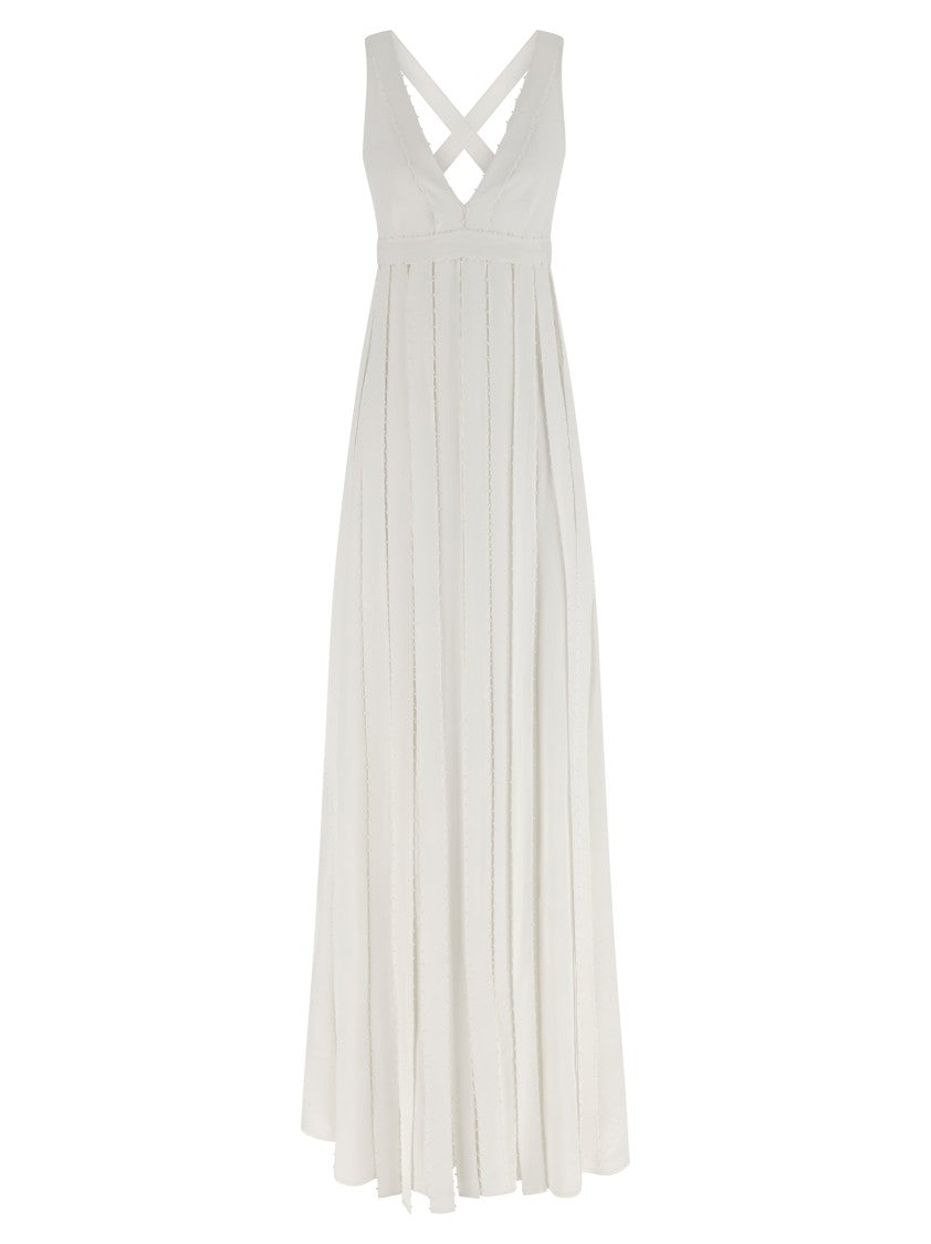 Giovanni Bedin Long Silk Blend Dress With Mini Pearls