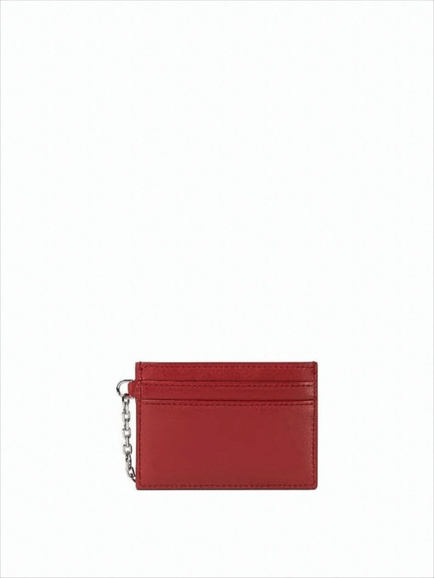 Alexander Mcqueen Rectangular Calf Leather Cardholder With Silver Chain Charm