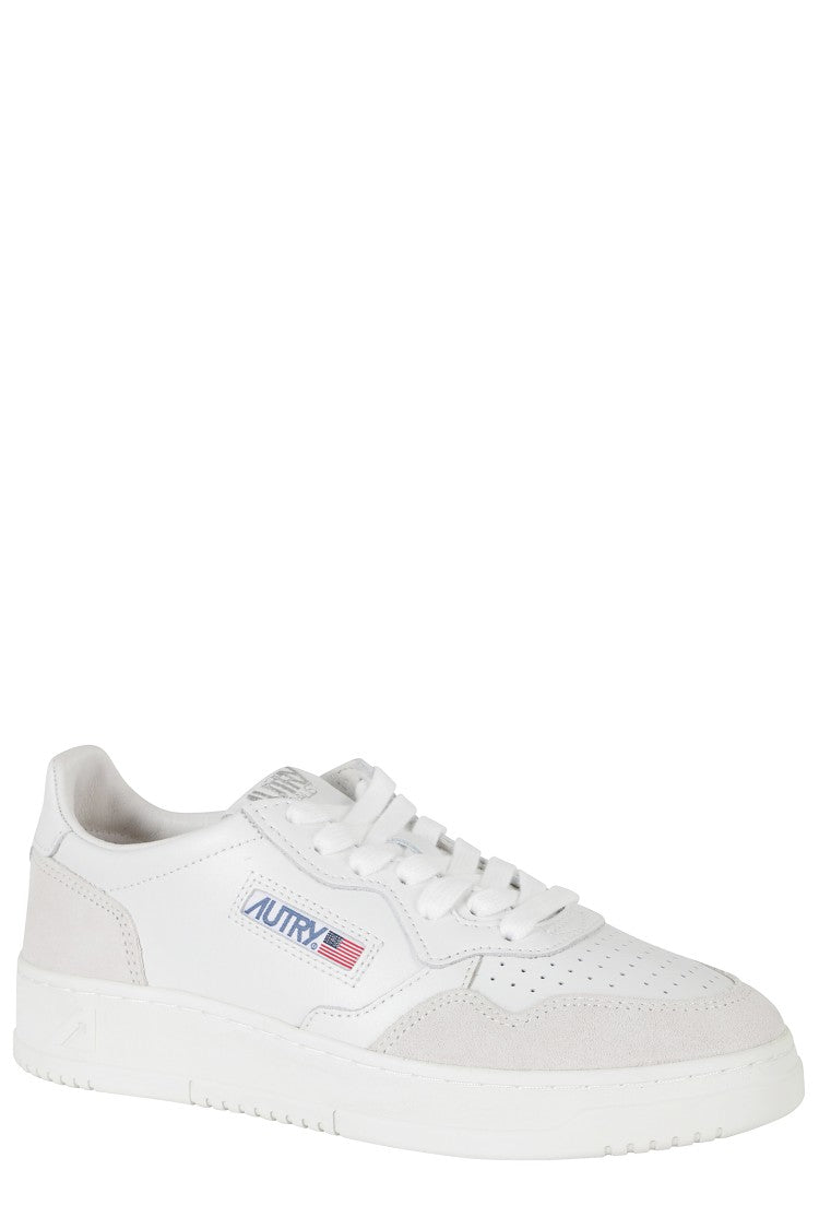 Autry White Medalist Low Suede Inserts Leather Sneakers