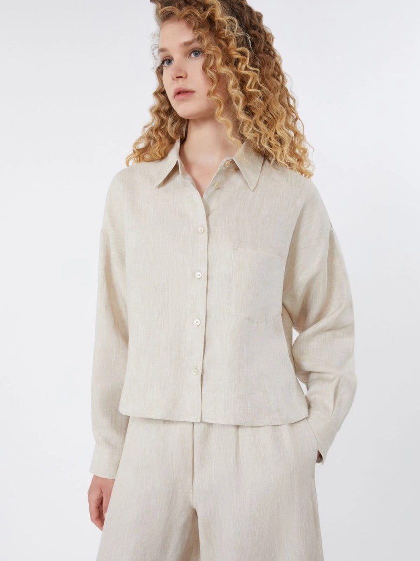 Max Mara Long-Sleeved Neutrals Shirt With Classic Collar