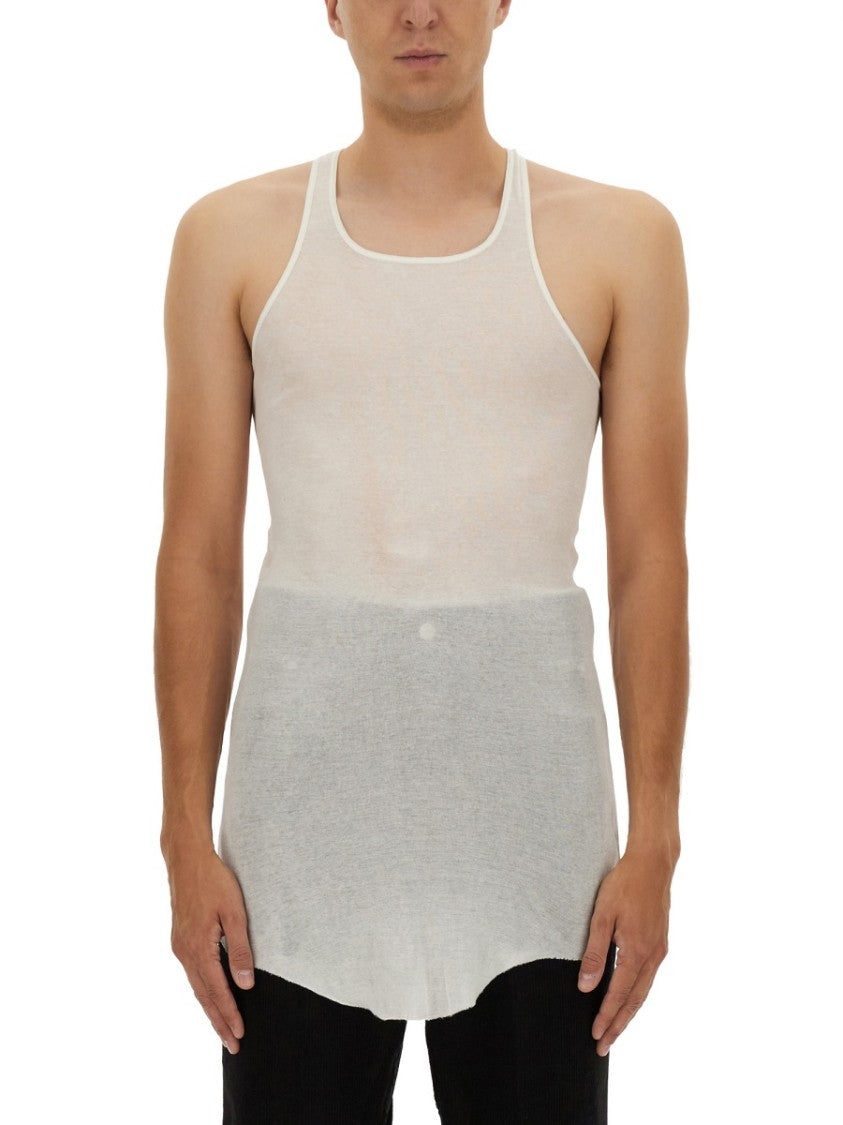 Rick Owens Sleeveless Cotton Top With Longer Back Hem