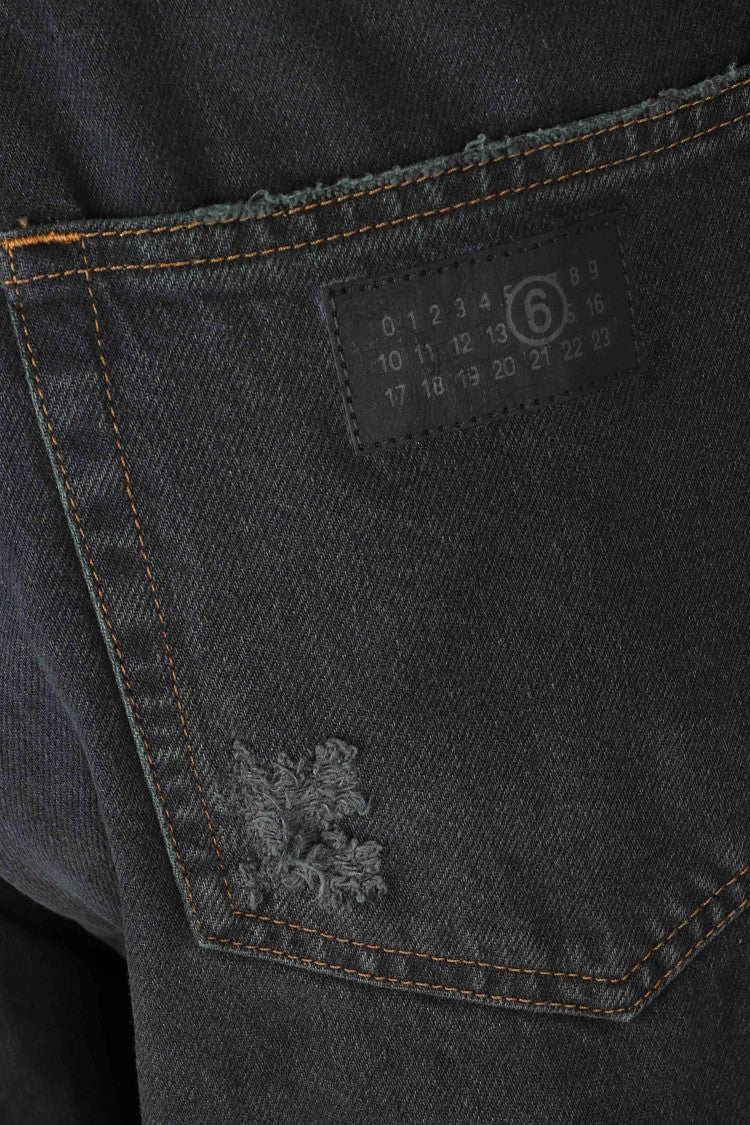 Mm6 By Maison Margiela Dark Blue Straight-Leg Cotton 5-Pocket Jeans