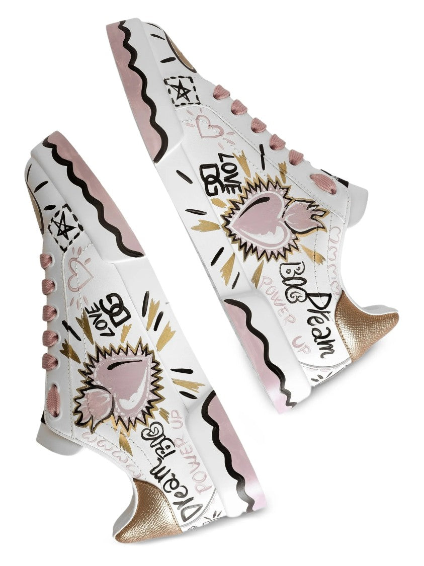 Dolce & Gabbana Bassa White Calf Leather Sneakers