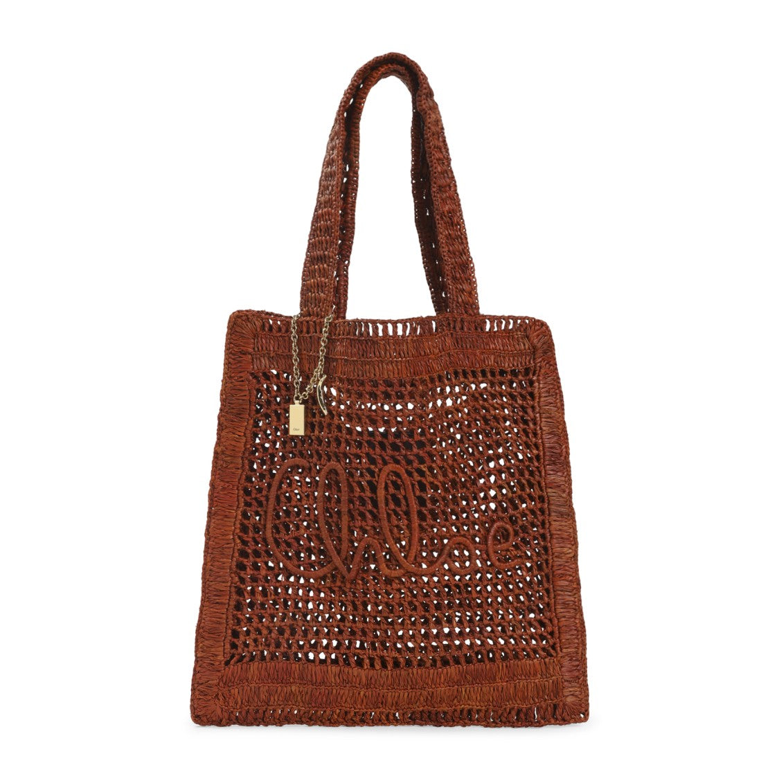 Chloé Clay Brown Raffia Summer Banana Tote Bag