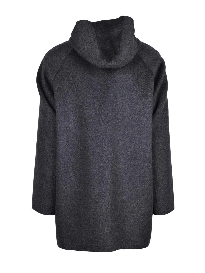 Aspesi Grey Super Doppel Hooded Wool Coat