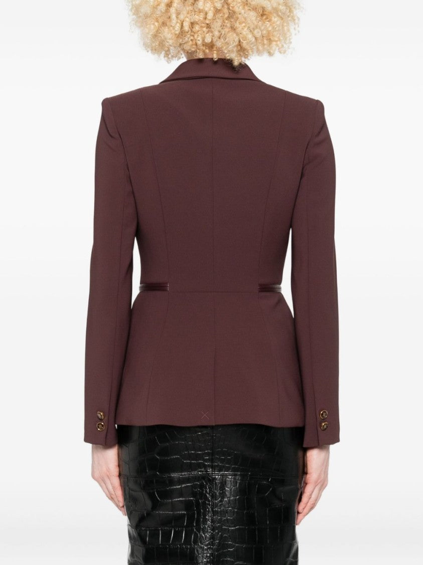 Elisabetta Franchi Double-Breasted Burgundy Jacket With Structured Shoulders