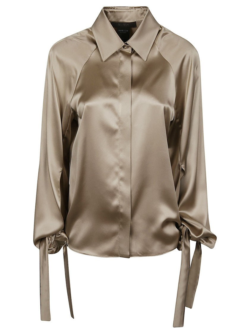 Max Mara Mxealare Puffed Sleeve Long Silk Shirt