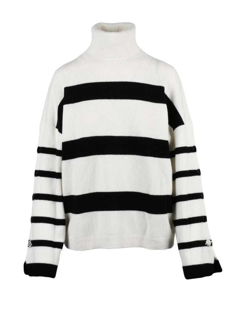 Liu Jo Turtleneck Sweater With Wide Sleeves And Bold Stripes