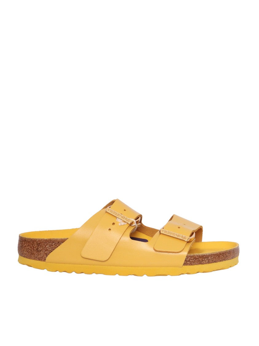 Birkenstock Ochre Arizona Natural Leather Slide Sandal