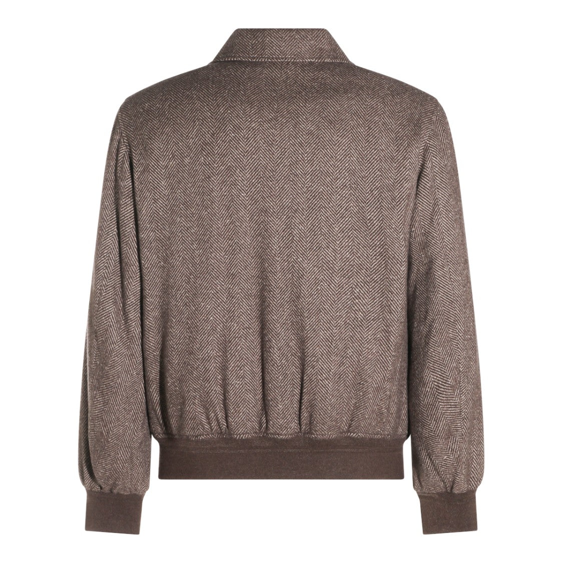 Montecore Brown Tweed Zip-Up Bomber Jacket